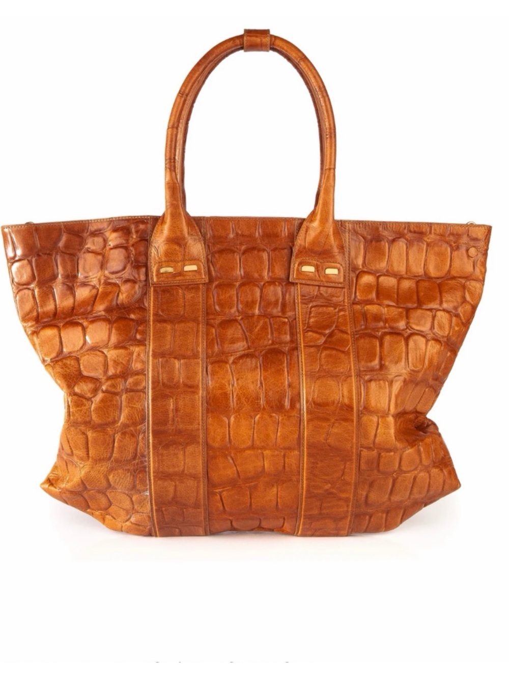 Bene Robert Buffalo XL Gator Leather Embossed Tote Handbag